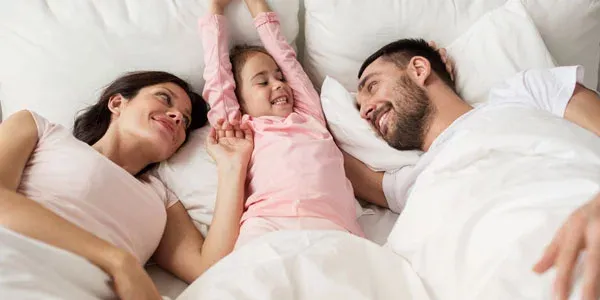 Family in bed bug free bed